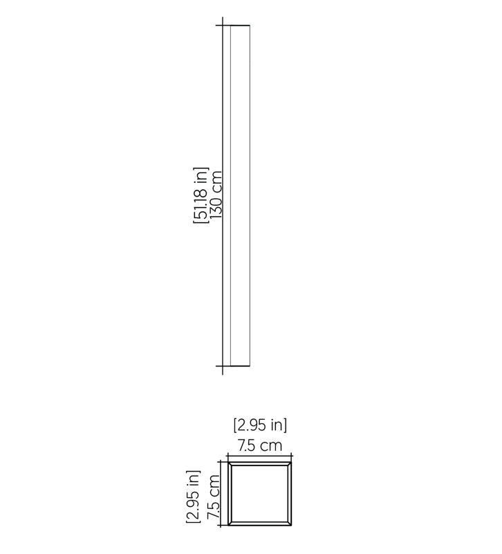 1 - Light LED Flush Mounted Sconce, 47.24" H x 2.95" W x 2.95" D, Organic White