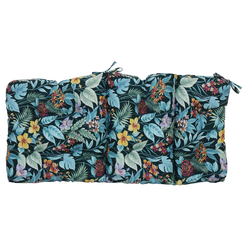 Coussins de chaise d'extérieur capitonnés (ensemble de 2), Bleu / vert / floral sarcelle Carena, L 20 po x P 20 po