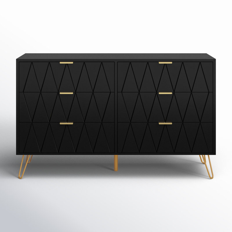 Marable 47.24'' W 6 - Drawer Dresser, Black