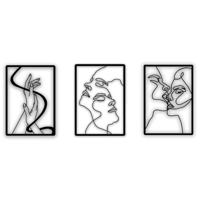 Ensemble de 3 décorations murales rectangulaires en métal 3 pièces