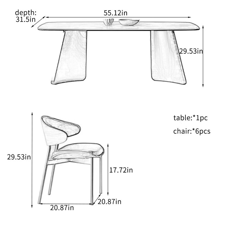 Ensembles de table de salle à manger robustes avec des caractéristiques durables., H 29,53 po x L 55,12 po x l 31,5 po