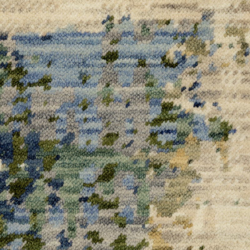 Japhenia Abstract Beige/Multi Wool Blend Area Rug, Rectangle 9'10" x 12'10"