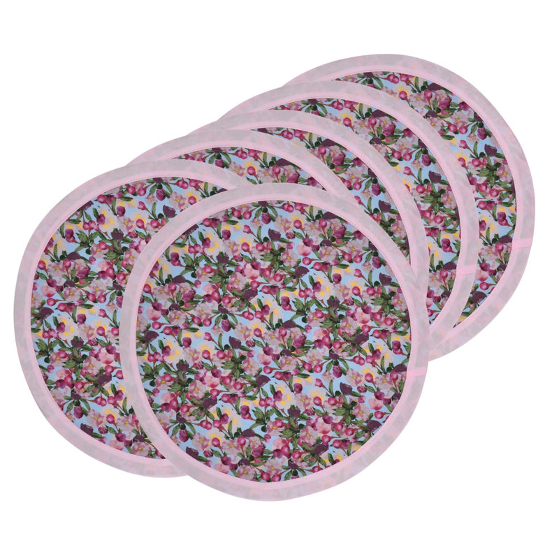 6 Round Placemats Romance is Dead Blue/Pink