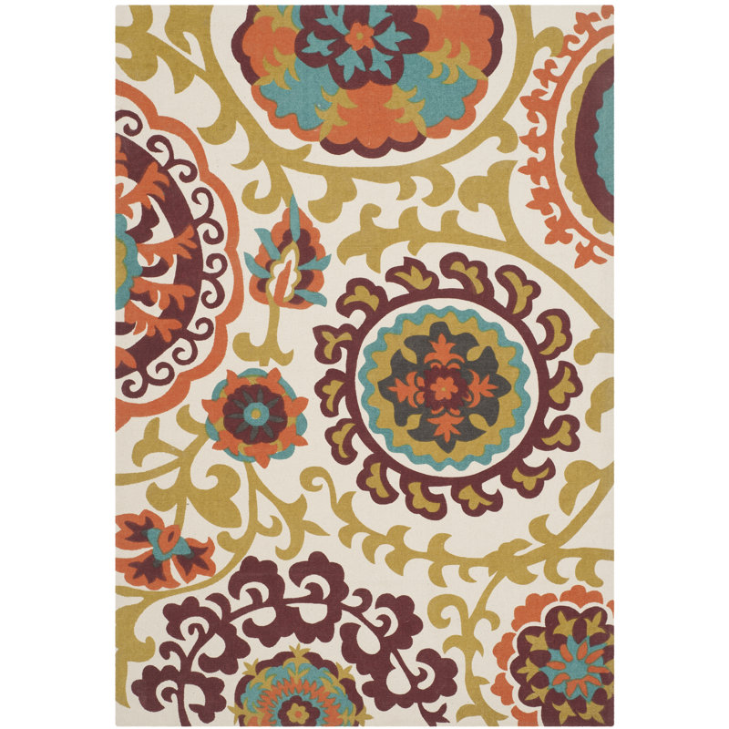 Wilburg Hand Loomed Cotton Abstract Rug, Rectangle 7'3" x 9'3"