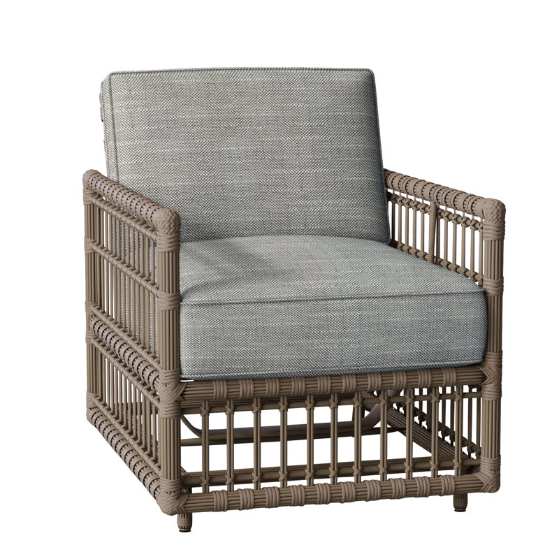 Newport Patio Chair with Cushions, Rollo Silver, No Welt, Newport #66 Burlap