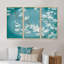 «Blue Cherry Blossoms I», peinture sur toile 3 pièces-1826309576-1826309578