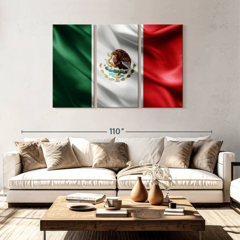 Borges Silk Mexican Flag, 48" H x 74" W
