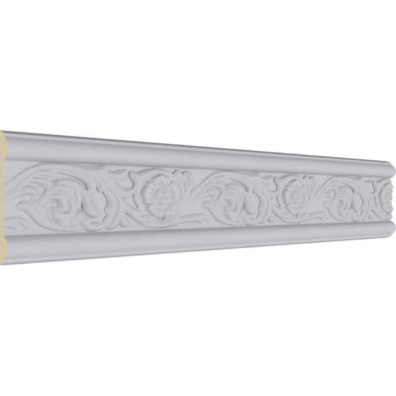 Primed White Floral Geometric Crown Moulding Panel