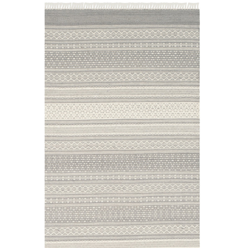 Tapis gris en laine / coton tissé à la main Liara, Rectangle 5 pi x 8 pi