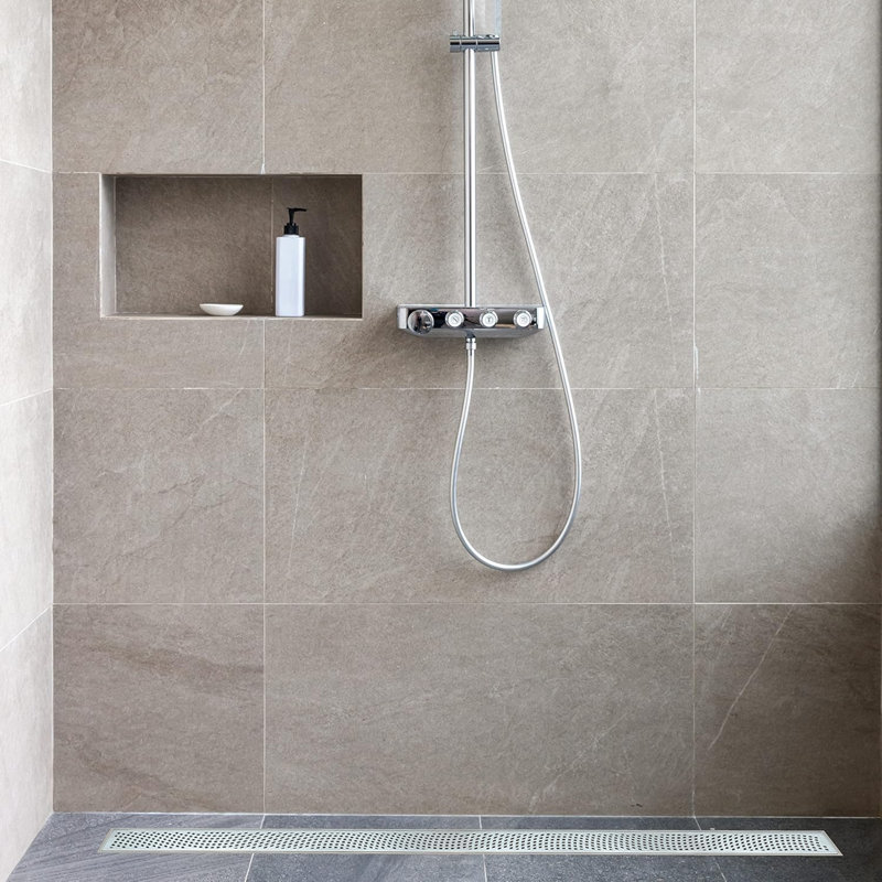 Grille linéaire en acier inoxydable pour drain de douche, 28"