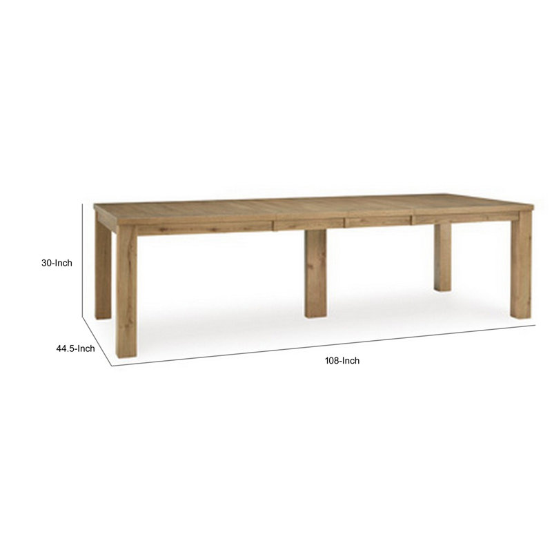 Rustic Oak Extendable Rectangular Dining Table for Ten