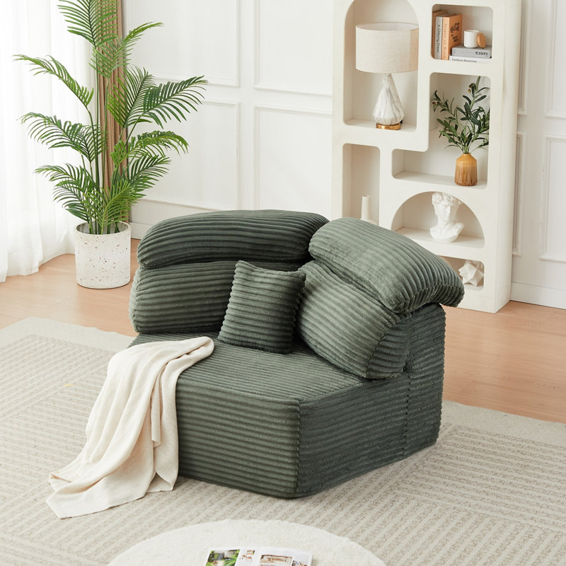 Méridienne à assise unique de 53 pouces à sensation cocooning moderne, canapé modulaire au design enveloppant élégant, canapé «Lazy & Cozy» Vibe, convient à divers cas d'utilisation