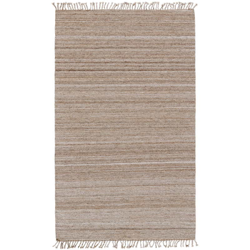 Bostic Striped Handmade Flatweave Wool/Cotton Sand Area Rug, Rectangle 2' x 3'