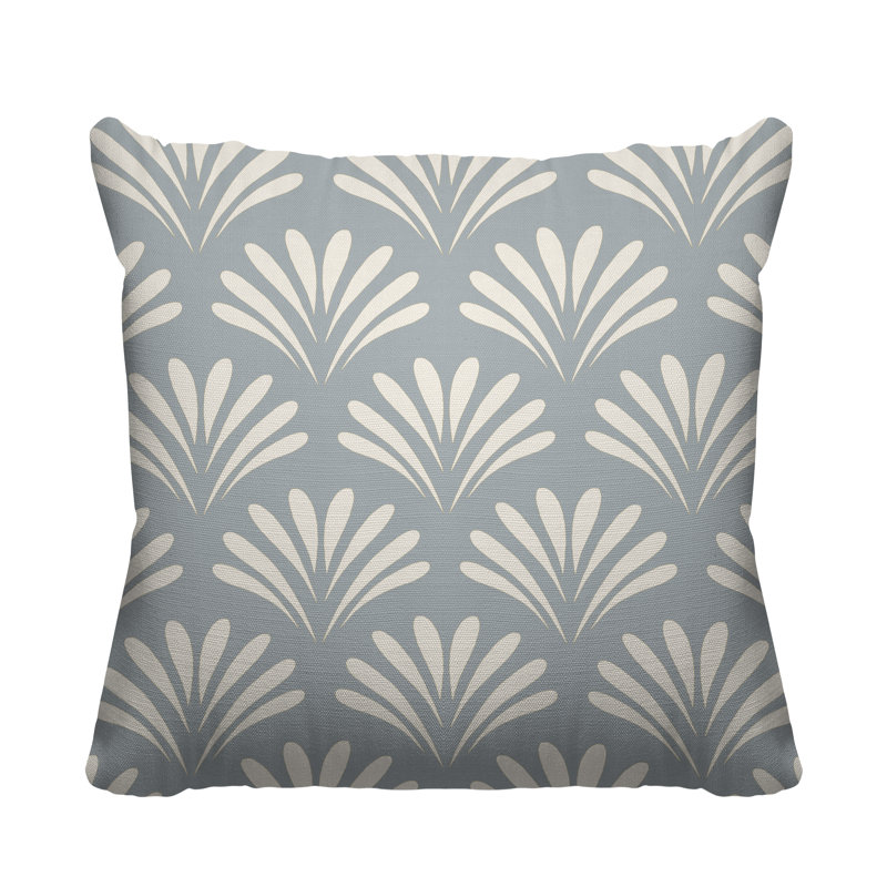 Coussin décoratif intérieur / extérieur Flower Burst, H 19 po x l 19 po, Gris, Carré