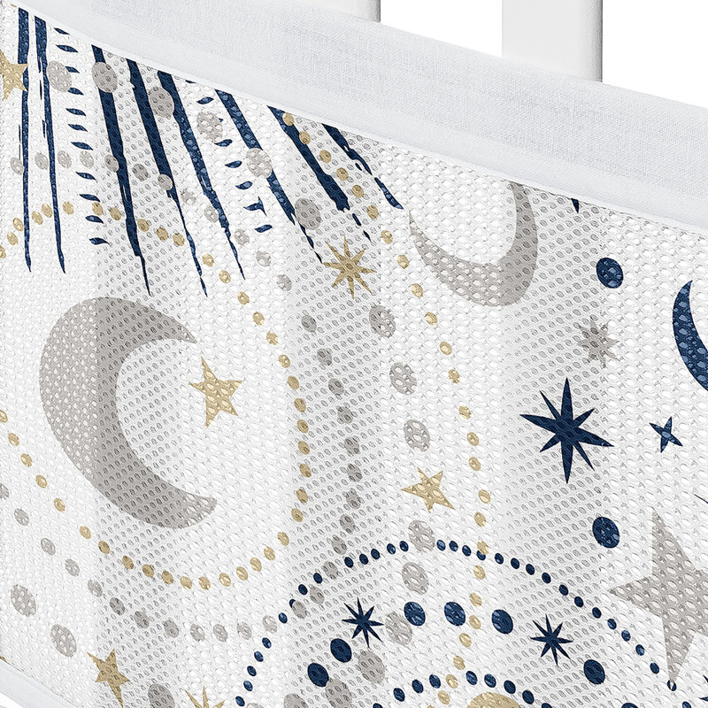 Celestial Blue Gold Sweet Jojo Designs + Doublure de lit de bébé en filet respirant