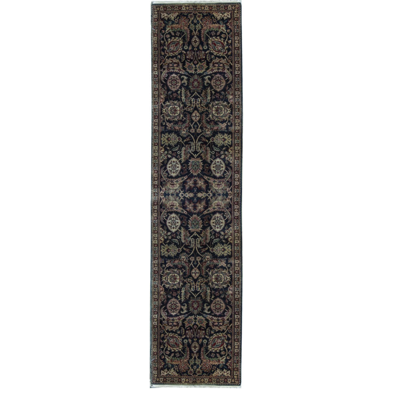 Hand-Knotted High-Quality Black and Gold Runner
