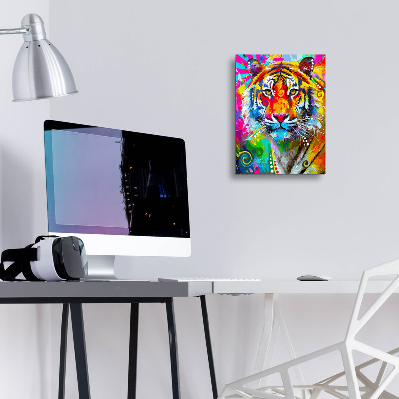 Art mural en verre Winston Porter «The debout tigre» par Dean Russo, ACR-50645, H 16 po x l 12 po x P 0,13 po