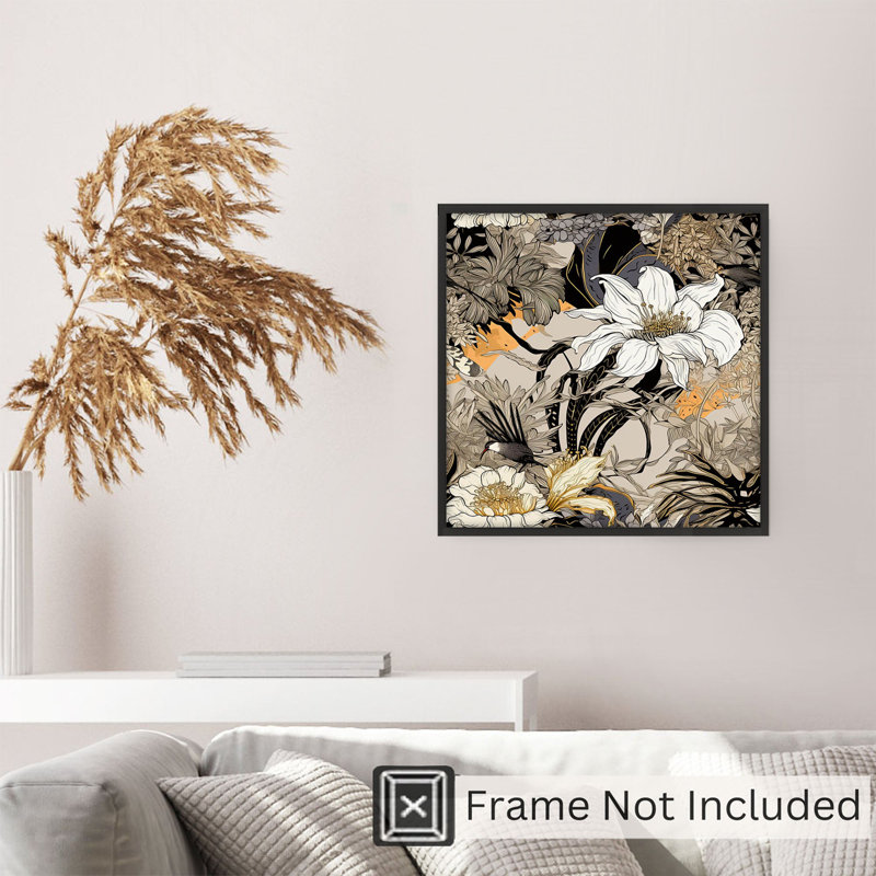 Impression d'art floral sans cadre, H 10 po x l 10 po