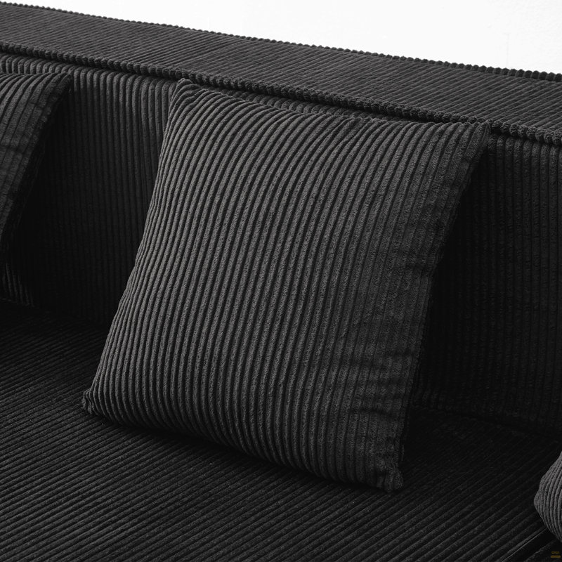 Canapé-lit rembourré avec 4 coussins Modern, Noir