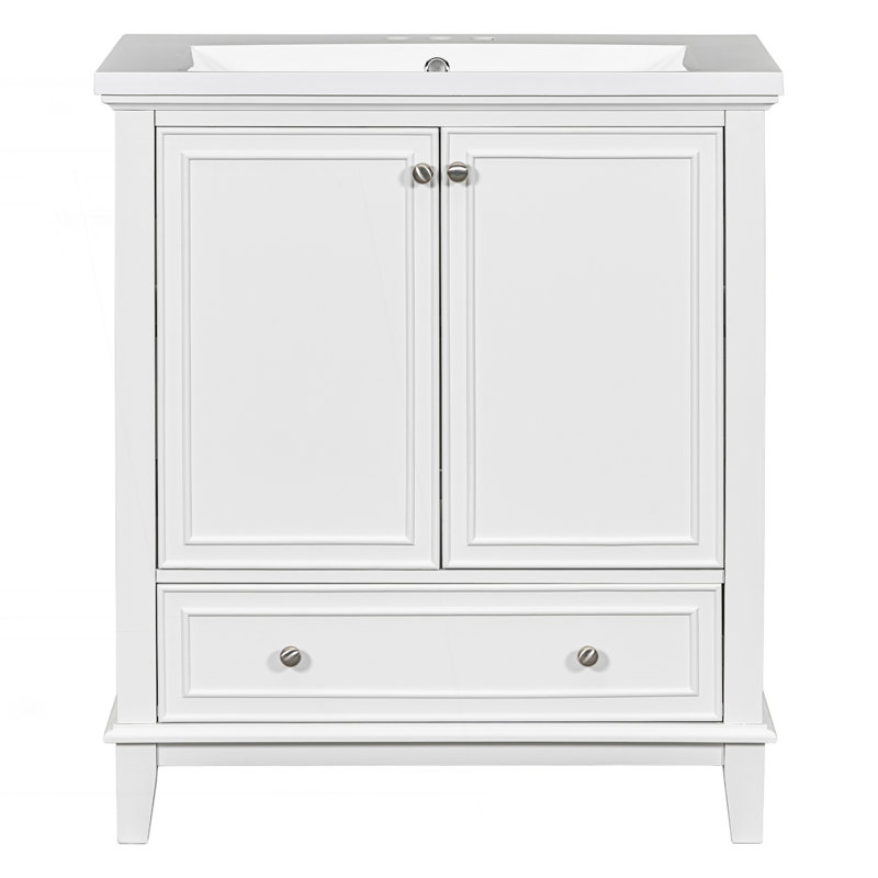 Meuble-lavabo de salle de bain avec lavabo, Blanc