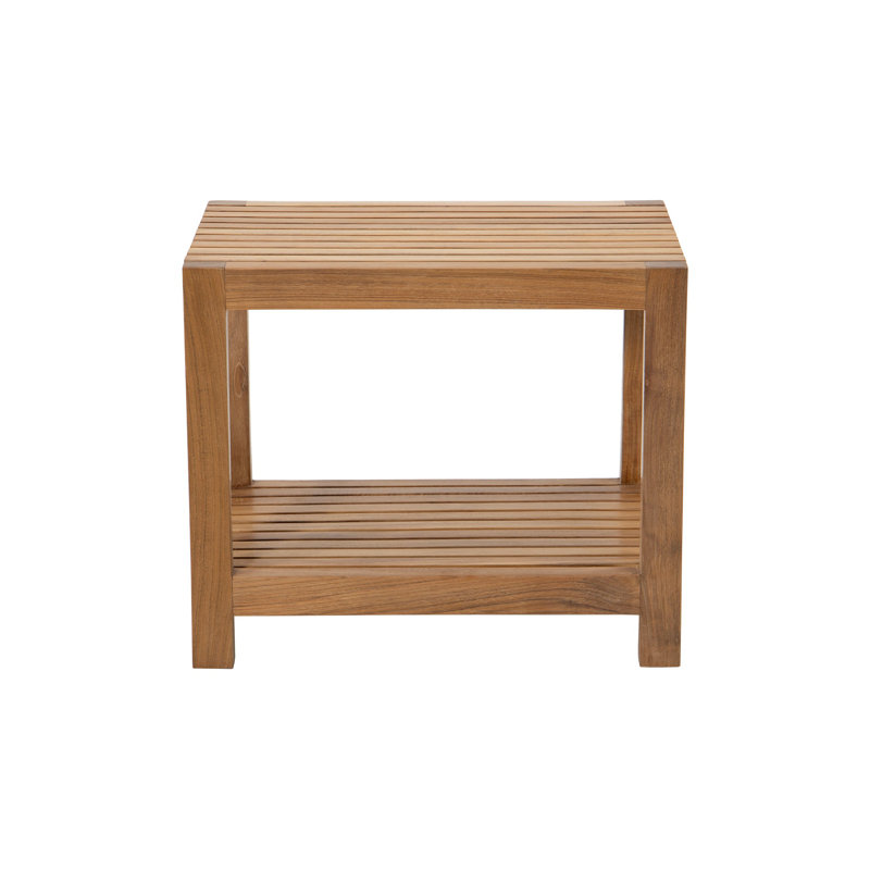 Montclair 18"x21" Teak Shower Stool, 18" H x 14" W x 21" D
