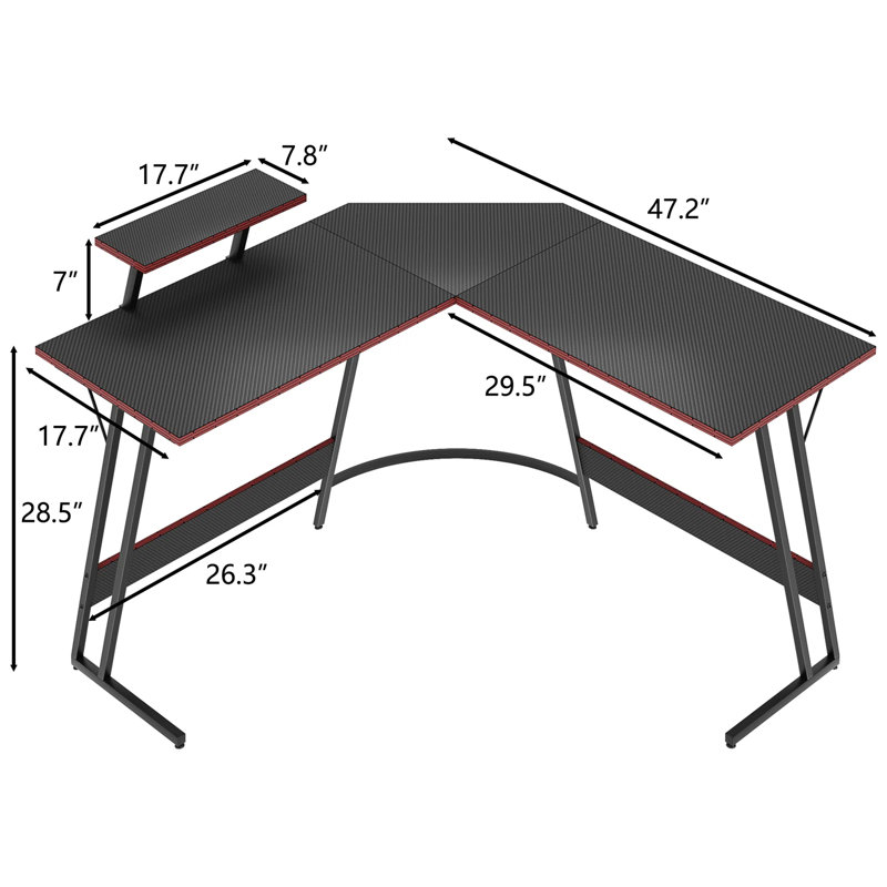 L Shaped Gaming Computer Desk with Adjustable Game Chair, Black