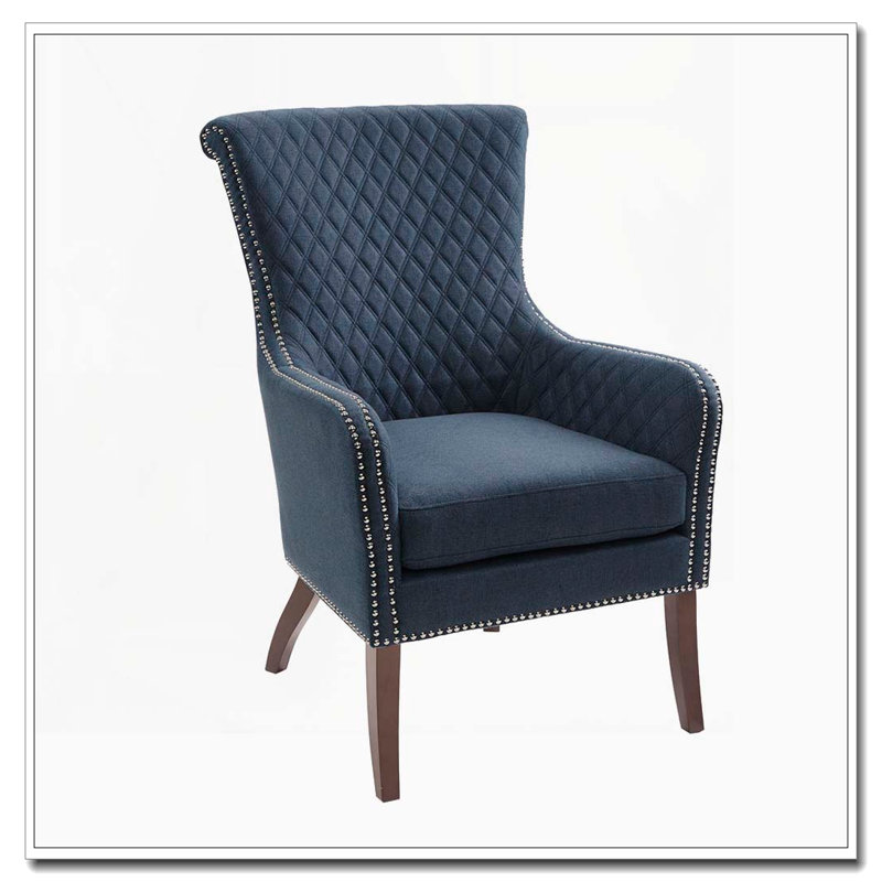 Chaise d'appoint avec dossier matelassé et têtes de clou argentées