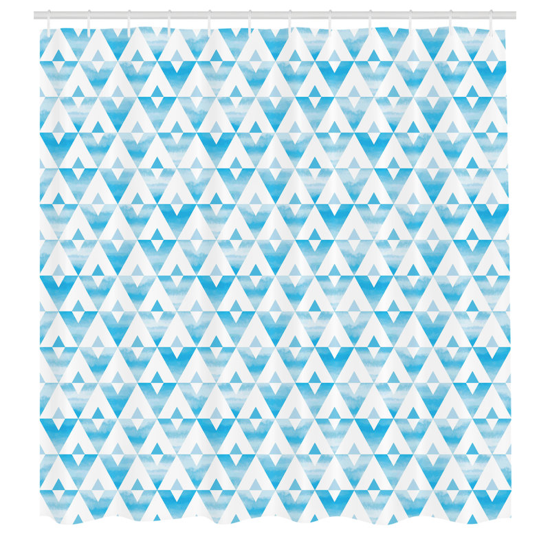 Hariton Modern Shower Curtain Geometric Shape Triangle Pale Blue