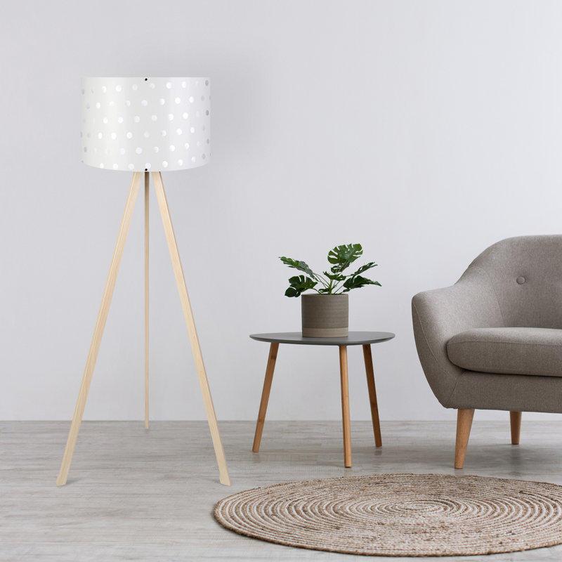 Lampe trépied 55 ", Crème, Blanc