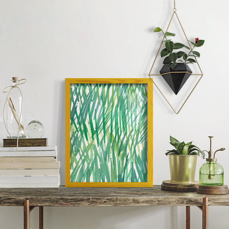 Just Grass I - imprimé, H 15 po x l 12 po x P 1 po, Papier encadré en jaune
