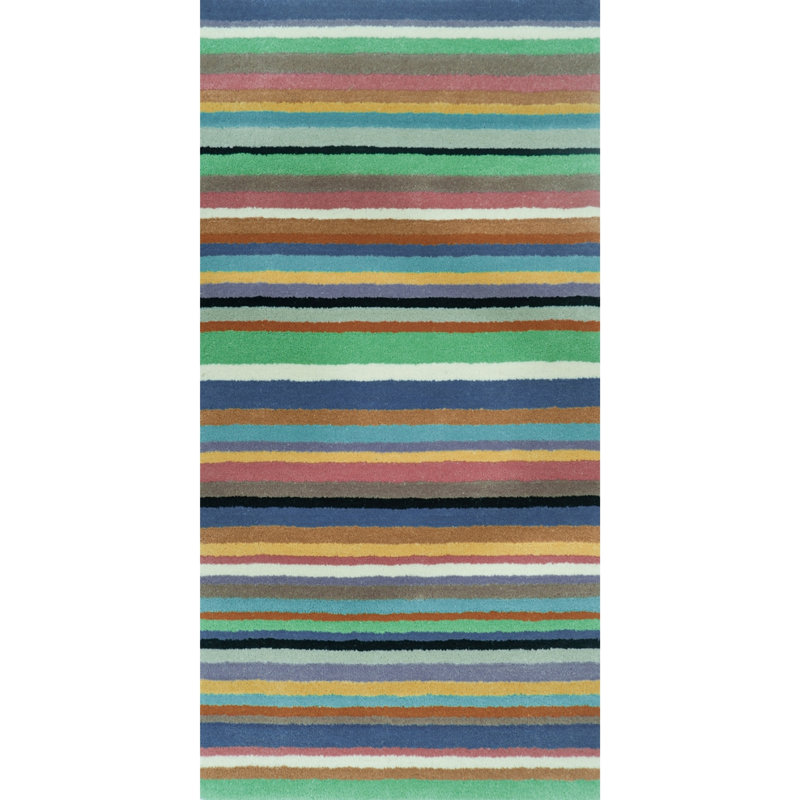 Colori Stripe Hand-Tufted New Zealand Wool Multicolor Area Rug, Runner 2'6" x 5'