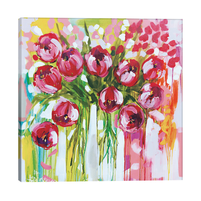 Razzle Dazzle Tulips by Amanda J. Brooks - Painting on Canvas, 93.98 cm H x 93.98 cm W x 1.91 cm D, No Frame