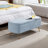 Blue Storage Bench With Gold Legs - Grey Faux Fur For A Stylish And Luxurious Home Living Functional-682824870