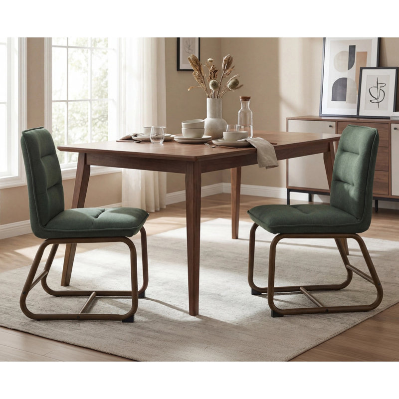 Taylar Mid-Century Modern Dining Chair Armless Metal Frame Side Chair for Dining Room/Living Room, Green