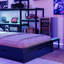 Lit de jour Gaming avec bureau intégré et éclairage à DEL, base de lit en bois moderne avec 3 tiroirs de rangement et station de charge intégrée, bibliothèque multifonctionnelle (sans matelas)-992122310
