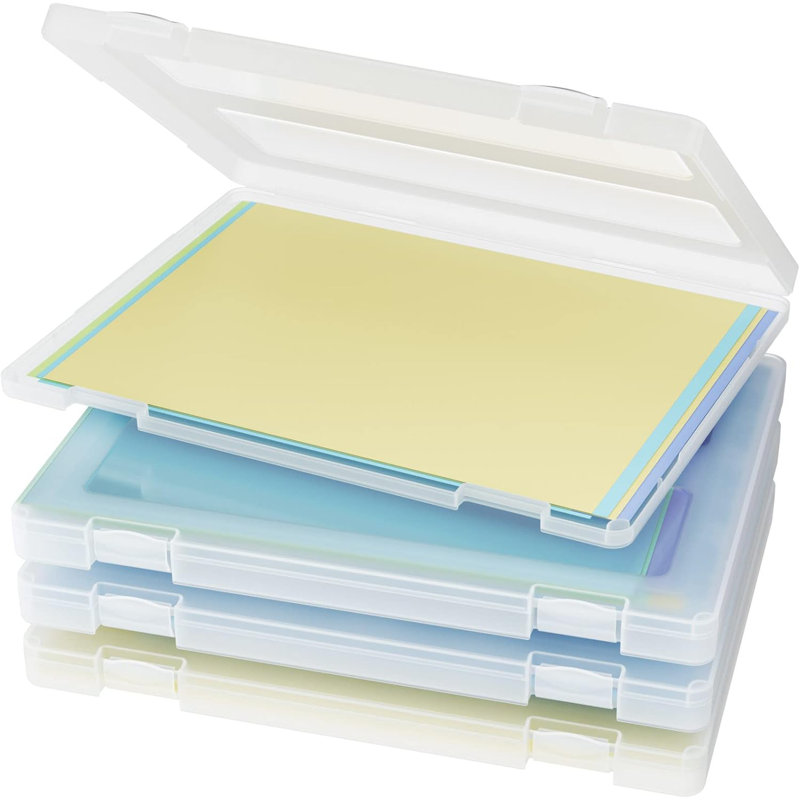 4 Pack A4 Paper Organizer Box, Plastic Scrapbook Paper Organizer Containers