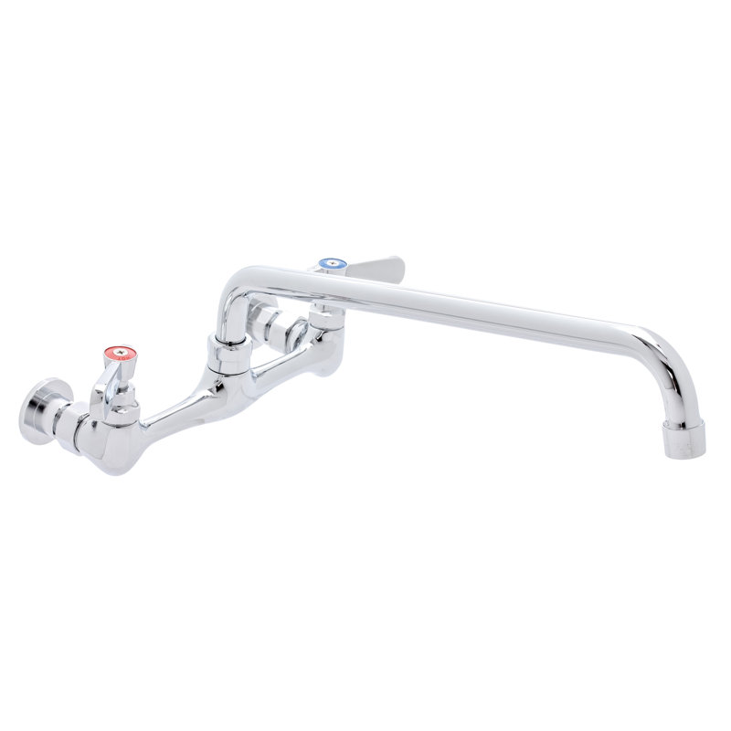 12" Swivel Spout Touch Double Handle Wall Mount Kitchen Faucet - 8" Installation Width