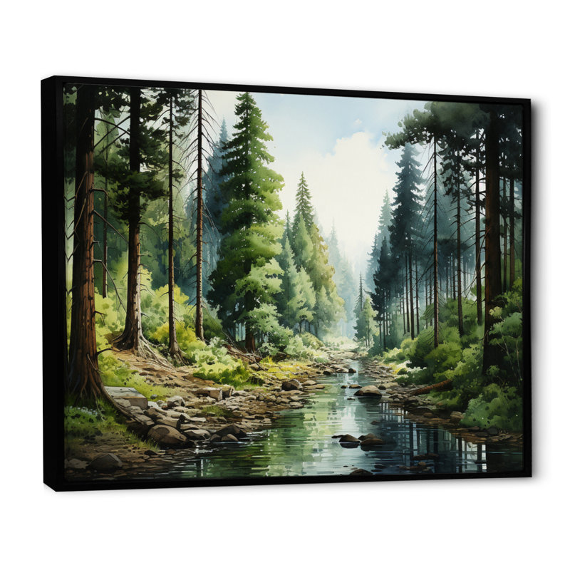 Canada Whispering Pines II - reproduction sur toile, H 24 po x l 32 po x P 1 po, Cadre flottant noir