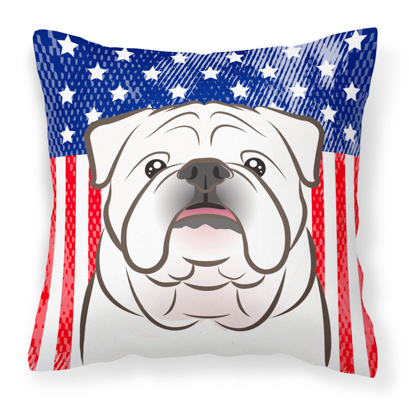  Coussin 14 "American Flag, 18 po x 18 po, Bouledogue anglais blanc
