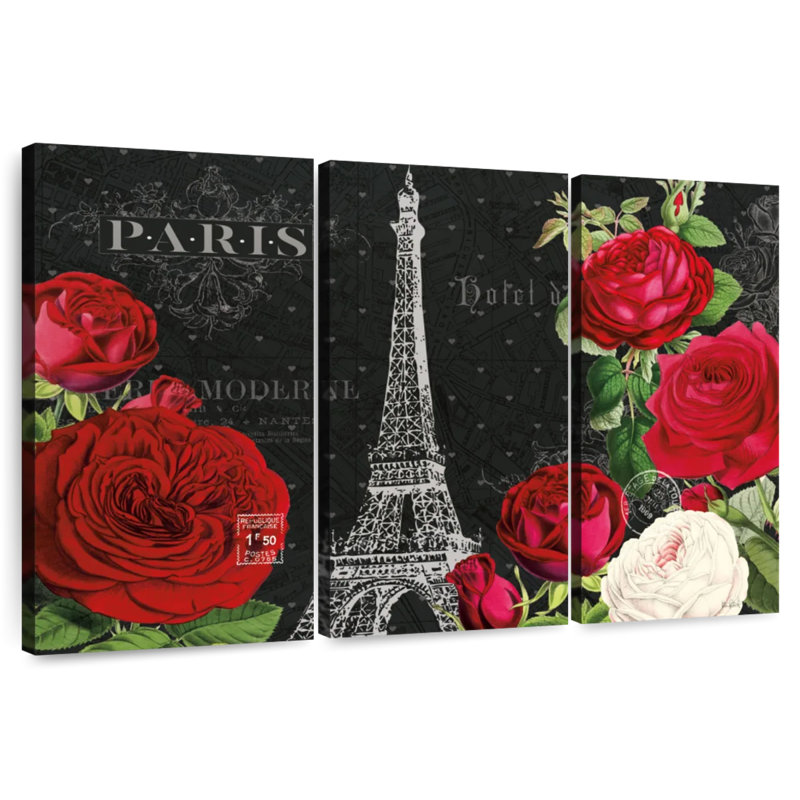Lilie rouge Paris I noir, H 20 po x l 33 po