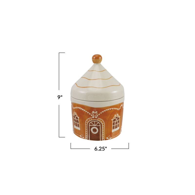 Hand-Painted Stoneware Gingerbread Jar