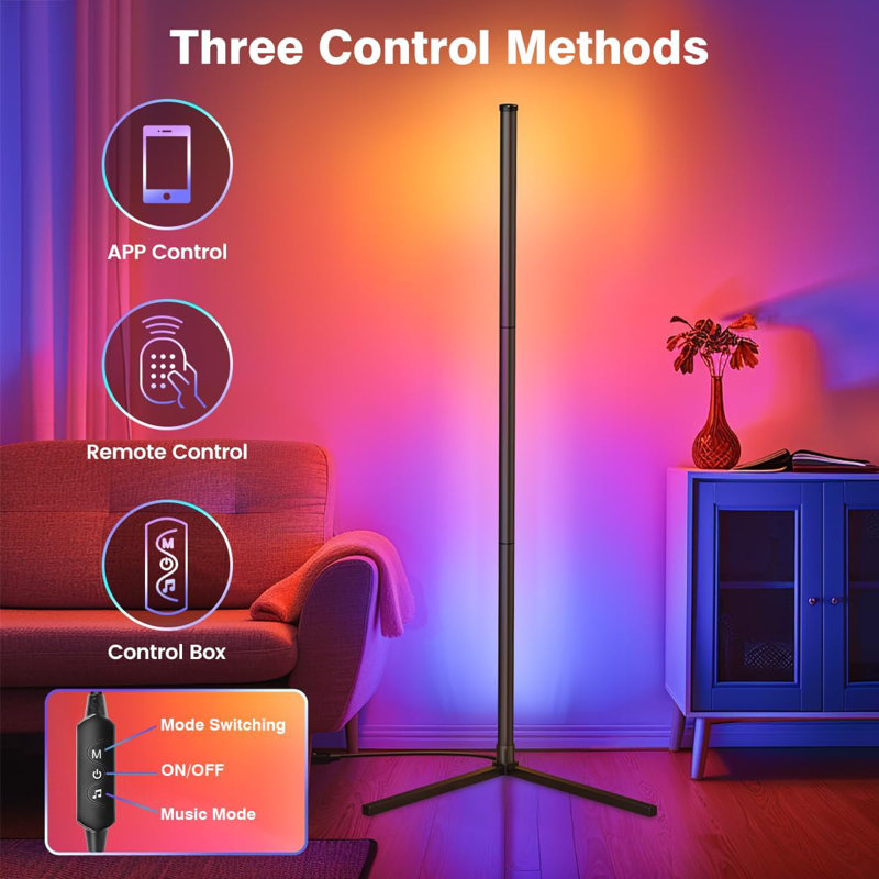 Lampe d'angle à DEL, lampe d'angle RVB avec application et télécommande