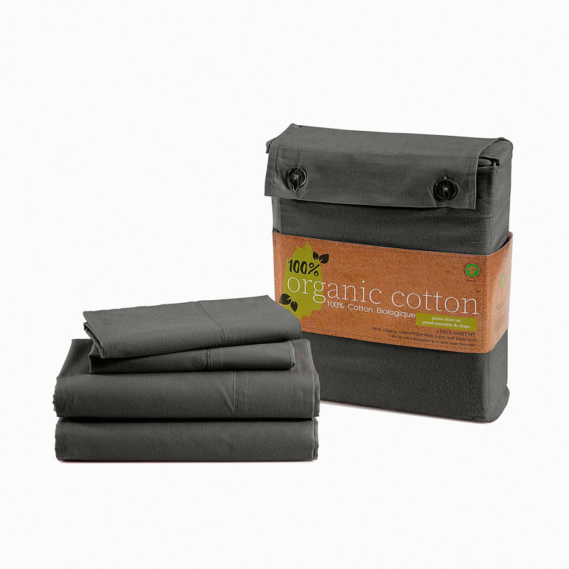 Cotton Percale Sheet Set - Deep Pocket Bedding Bundle with 4 Pieces: 1 Flat Sheet, 1 Fitted Sheet, 2 Pillowcases - Crisp, Cool, Strong Linens