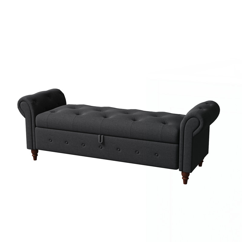 Fabric Bed Bench, Dark Gray