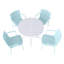 Ensemble de salle à manger d'extérieur moderne 4 pièces avec table ronde et fauteuils empilables bleu clair - Meubles en polypropylène toutes saisons pour le jardin, la terrasse et la piscine-147273112