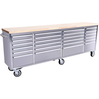 96" Tool Chest with 24 Drawers, Mobile Heavy-Duty Rolling Tool Cabinet with Locking System & Drawer Liners, Wheels for Garage, Warehouse, or Repair Shop (Include Key)