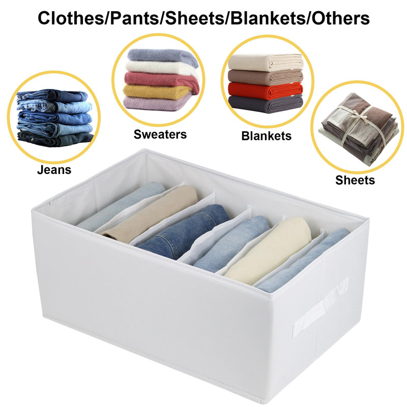 4 grandes grilles de rangement pour vêtements pour jeans, pantalons, t-shirts, chandails, bacs de rangement pour garde-robe pliables