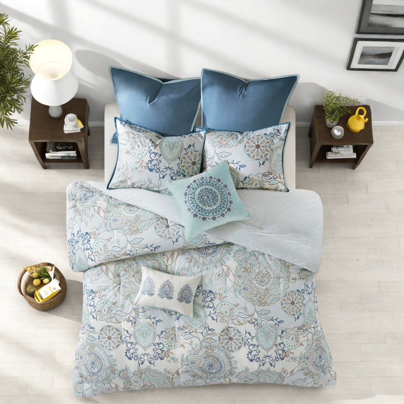 Ensemble de literie réversible 8 pièces, coton très chic pour la maison