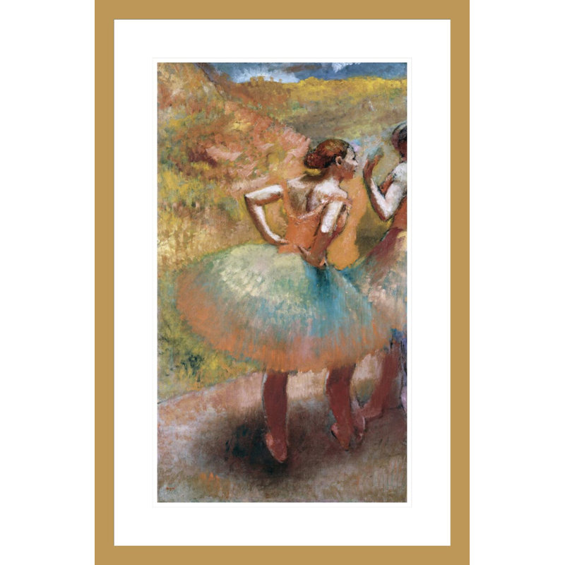 Deux danseuses en jupes vertes par Edgar Degas, impression giclée encadrée, H 29,5 po x l 19,56 po