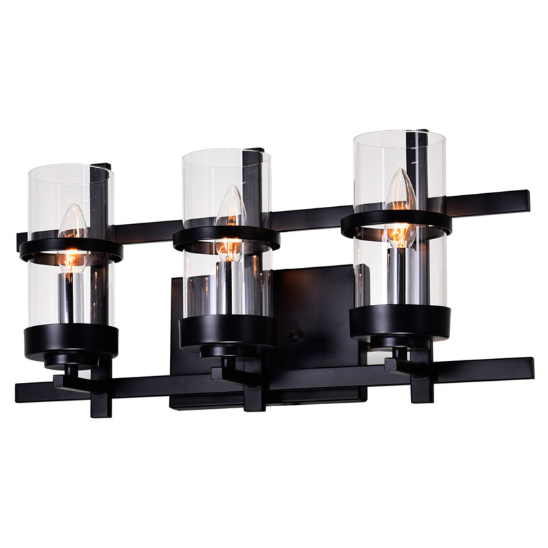 Applique murale 3 lumières noire, luminaire industriel moderne pour salle de bain ou meuble-lavabo de 21 pouces de largeur
